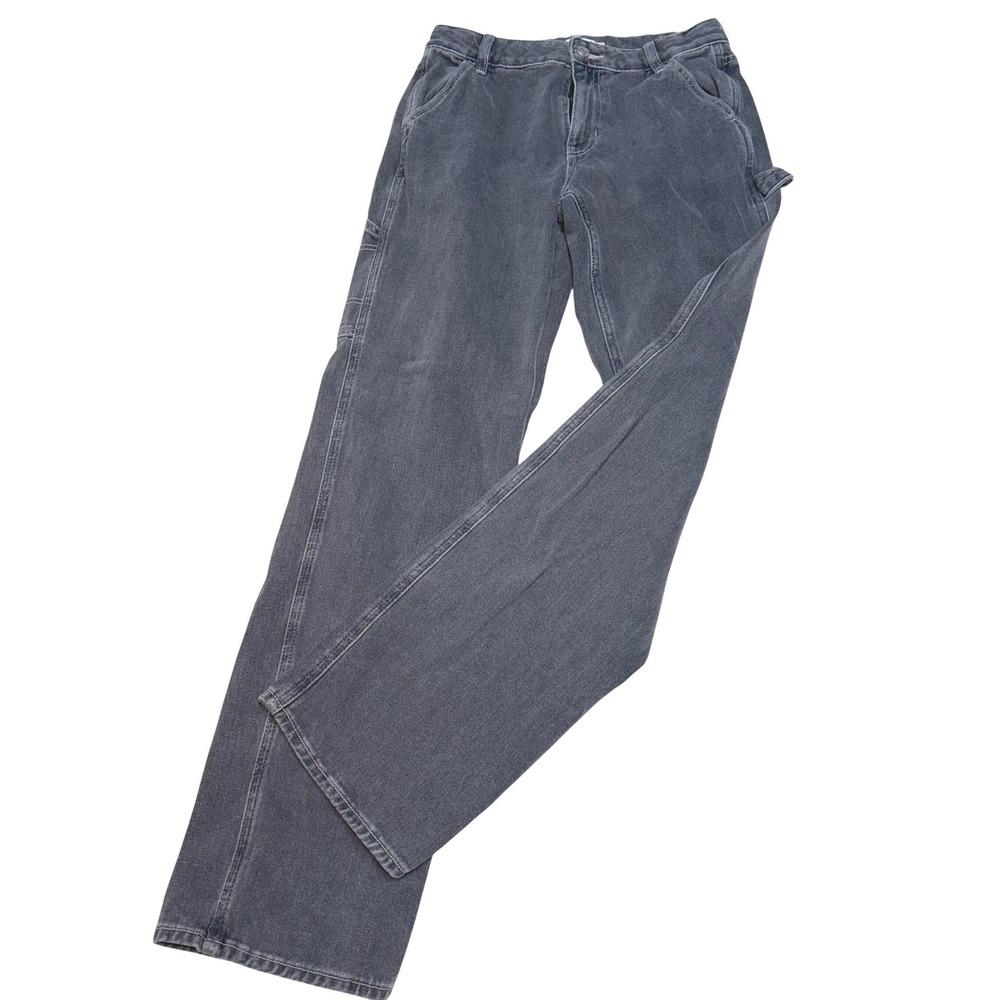 PacSun Womens Carpenter Jeans High Rise Straight Leg Faded Black Denim Utility